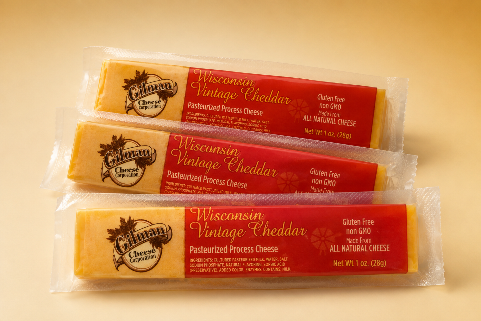 Gilman Wisconsin Vintage Cheddar cheese sticks